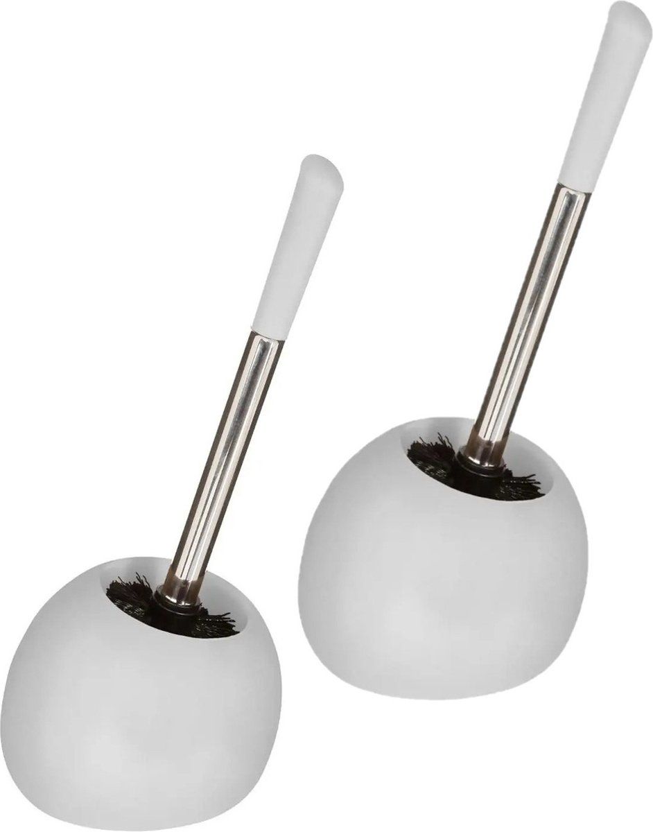 5five - WC-borstelset - 2-delig - Wit mat keramiek - 36 cm