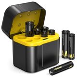 Oplaadbare SURFOU Set van 4 oplaadbare lithiumbatterijen + 4 AAA-batterijen met oplader, 1300 mWh hoge capaciteit 1,5 V AA met geïntegreerde oplaadopbergdoos, meer dan 1600 AAA-cycli