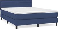 vidaXL Boxspring met matras stof blauw 140x200 cm