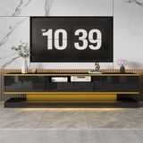MODFU TV-meubel 180x38x45 cm van spaanplaat, zwart hoogglans met 3 laden en kleurveranderende LED-verlichting