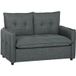 Canapé 2 places, canapé de salon moderne 131 cm avec assise rembourrée, coussins à ressorts, tissu en lin, gris foncé