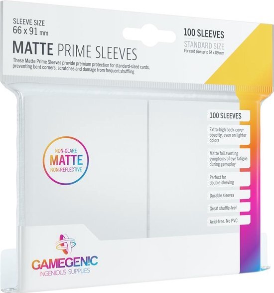 GameGenic Prime Matte Sleeves 66x91mm Wit (100 stuks)