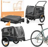 TrevoPet Hondenfietskar - Opvouwbaar - Max. 30kg - 2-in-1 Fietskar/Buggy - Geschikt voor E-Bikes