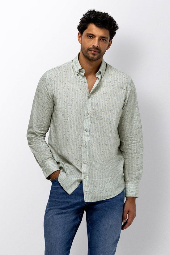 State of Art Overhemd Gestreept Overhemd Met Allover Print 21216178 3451 Mannen Maat - 3XL