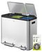 Inox Poubelle à pédale pour le tri des déchets - 3 x 15 litres
