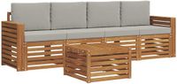 vidaXL Acacia Hout Fauteuil Loungeset 5-delig Naturel en Lichtgrijs