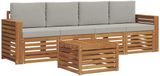 vidaXL Acacia Hout Fauteuil Loungeset 5-delig Naturel en Lichtgrijs