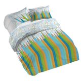PENSIERI DELICATI Beddengoedset voor tweepersoonsbed, 100% katoen, compleet met dekbedovertrek 250 x 200 cm en 2 kussenslopen 52 x 82 cm, gemaakt in Italië, machinewasbaar op 40 °C, motief: groene