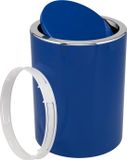 Savona Poubelle cosmétique avec couvercle à charnière, bleu foncé, rond