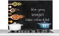 KitchenYeah Spatscherm keuken 100x65 cm - Kookplaat achterwand Spreuken - Eet om genoeg brandstof te hebben - Aluminium