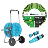 Cellfast Slangwagen Aluplus 1/2" 60 meter + Tuinslang Cellfast Green ATS2 1/2" 25 meter + Set met rechte sproeikop Cellfast Basic 1/2"