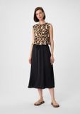 comma - dames - satijnen midirok met elastische tailleband - zwart - maat 36