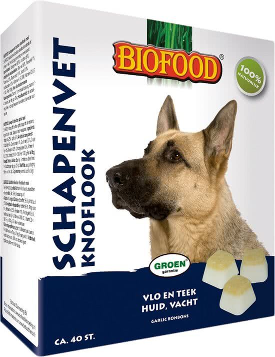 BIOFOOD Schapenvetbonbons met Knoflook - Hond - Voedingssupplement - 3 x 40 bonbons