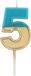 Folat Kaars cijfer 5 retro blauw