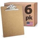 Officemate Letterformaat houten klemborden, 6 Inch Clip, 6 Pack Klembord, Bruin (83706)