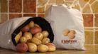 FAVORIET Aardappelenbewaarzak, Vershoudzak, Herbruikbaar, Uitwasbaar, Max 10kg, Creme Kleur met Opdruk