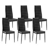 VEVOR Moderne eetkamerstoel (6 stuks) Elegante gestoffeerde leren stoel (draagvermogen 136 kg) voor eettafels, ruimtebesparende keukentafelstoel met dikke kussens en metalen poten, witte cafetariastoel