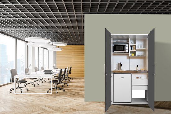 Mini keuken Peter - 104 cm - Wit/Grijs - Met apparatuur