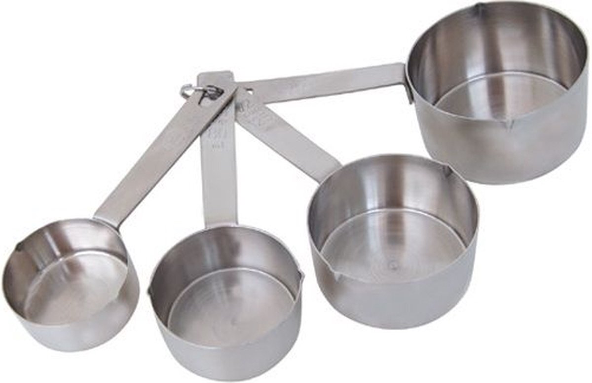 de Buyer De Buyer - RVS Maatbeker Set 4 -Delig - Maatlepel Set - Complete Maatschep Set - Maatcups - Inox