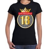 Bellatio Decorations This Princess is 18 verjaardag t-shirt - zwart - dames - 18 jaar kado shirt S