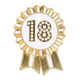 Talking Tables 18e Happy Birthday-badge, goud en wit emaille metalen rozet herbruikbaar, accessoires voor meisjes, volwassenen, kinderen, feestbenodigdheden, mijlpaal, jubileum, diameter 4,5 cm