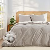 ZLTB Precision Components Ltd. Ensemble de couette 200x220 cm avec aspect lin et taies d'oreiller - Coton prélavé super doux