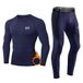 MEETYOO Thermisch ondergoed voor heren, sport, basislaag, shirt met lange mouwen + broek, sneldrogend, kleding voor training, skiën, hardlopen, wandelen (blauw, M)
