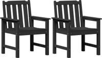 vidaXL Tuinstoel Zwart HDPE Inclusief Kussen 2 stuks