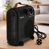 M Mimotec Black Compact Elektrische ventilatorkachel, 2000 W, 3 standen, regelbare thermostaat, IP20, stil