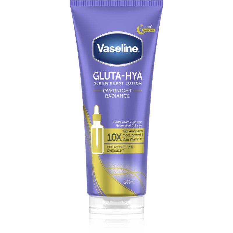 Vaseline Gluta-Hya Overnight Radiance Serum Burst Hydraterende Lotion met Antioxidanten voor Gladde, Vol Uitziende Huid, 200 ml
