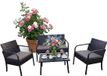 Merkloos Relaxdays Tuinset - 4 persoons - rotan look - zwart