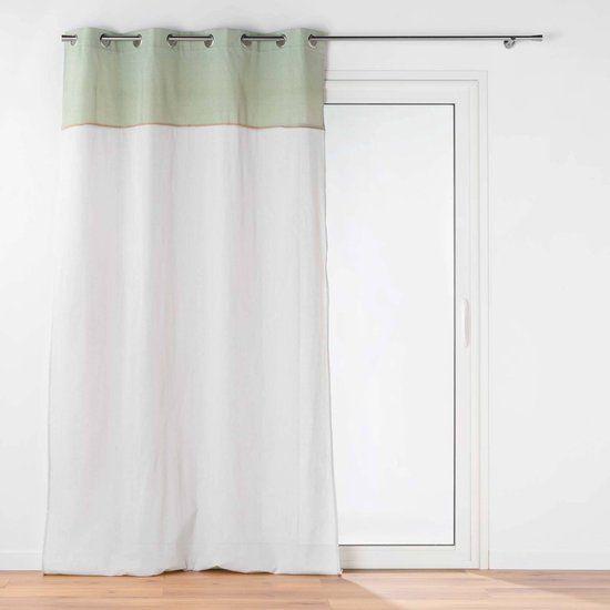 DOUCEUR D'INTERIEUR JANARA Gordijn - 140 x 240 cm - Wit - Met ringen en jute decoratie
