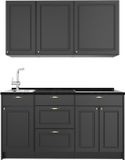 Vicco Eenpersoonskeuken Fame-Line, Anthrazit-Gold Landhaus/Antraciet, 150 cm zonder werkblad