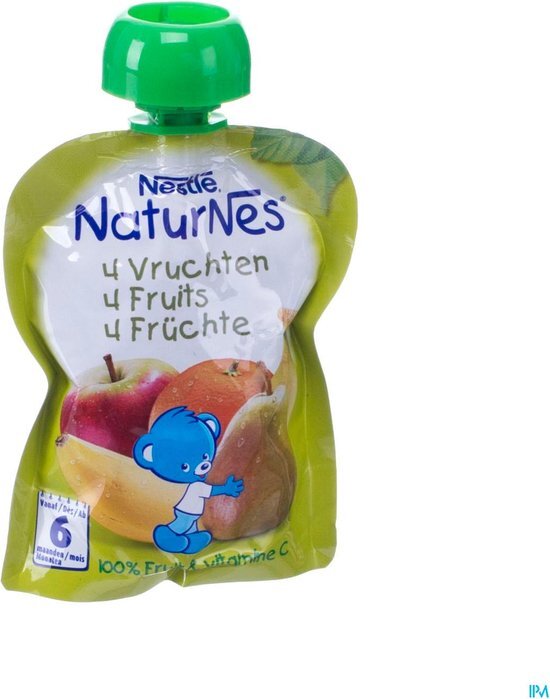 NESTL&#201; Baby Fruit Pouch Compote - 4 Vruchten Baby 6+ Maanden 90g