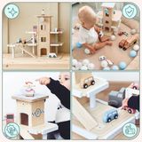 Mamabrum, Parkeergarage voor Kinderen met Accessoires, Autogarage, Houten Garage, Kinderspeelgoed voor Jongens en Meisjes, Interactief Speelgoed, Inclusief Accessoires, Scandinavisch Kleurontwerp