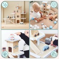 Mamabrum, Parkeergarage voor Kinderen met Accessoires, Autogarage, Houten Garage, Kinderspeelgoed voor Jongens en Meisjes, Interactief Speelgoed, Inclusief Accessoires, Scandinavisch Kleurontwerp