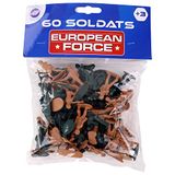 EUROPEAN FORCE 60 Kleine Soldaten Kaki Plastic Militair Kinderspeelgoed Miniatuur 3,5 cm x 3,5 cm Vanaf 3 jaar