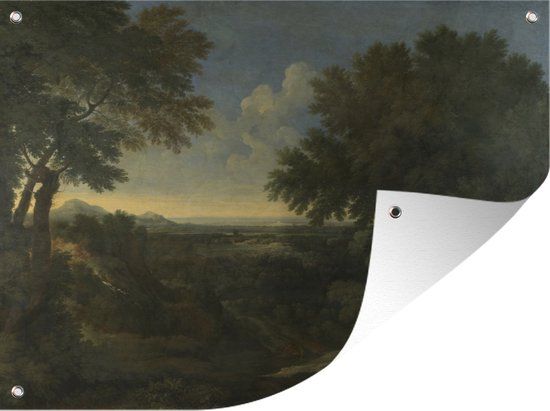 GreatGardenPosters Outdoor Wall Decoration Landscape with Abraham and Isaac - Gaspard Dughet Painting - 160x120 cm - Garden Canvas - Outdoor Poster
