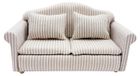 Merkloos Miniatuur sofa - Tweezits bank - 1:12 schaal - Hout en stof - Voor poppenhuis