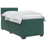VidaXL Boxspringbed met matras, donkergroen, 100 x 200 cm, fluweel