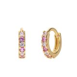 Lucardi Kinder Zilveren goldplated kinderoorringen zirkonia - Oorbellen - 925 Zilver - Goudkleurig