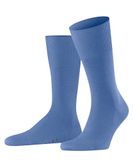 FALKE Airport eenkleurig wol katoen sokken heren blauw - maat 41-42