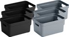 Sunware Boîtes de rangement - 6 pièces - 5 litres par pièce - Plastique - 3x Noir et 3x Bleu - 25 x 18 x 12 cm