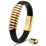 SERASAR Polsbandje voor Herren [Helix] - Goud 20cm - Armbanden van Koeienhuid