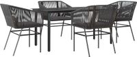 vidaXL 5-delige Tuinset met Kussens Poly Rattan Glas Zwart