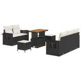 vidaXL Tuinbank Set Zwart en Crème Poly Rattan