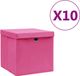 vidaXL Opbergboxen met deksel 10 st 28x28x28 cm roze