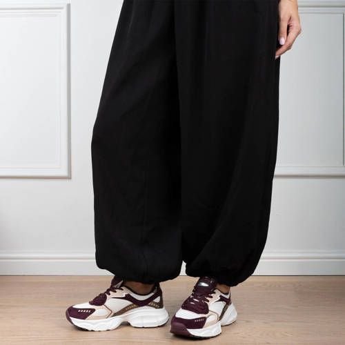 POSH by Poelman Lise chunky imitatieleren sneakers - bordeaux/wit