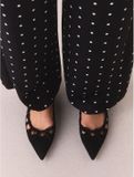 Next - Dames - Forever Comfort® leren schoenen met puntneus en uitsnijding - Zwart