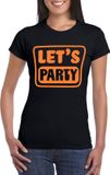 Bellatio Decorations Verkleed shirt voor dames - lets party - zwart - glitter - carnaval/themafeest XXL